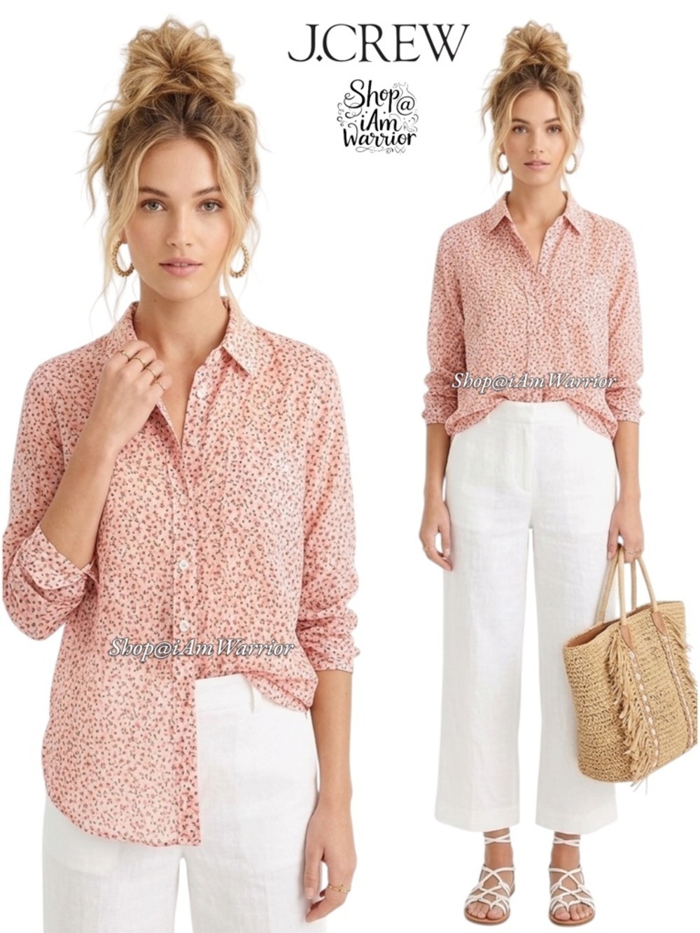 J.Crew ditsy spring floral light weight cotton buttondown shirt *shop@iamwarrior